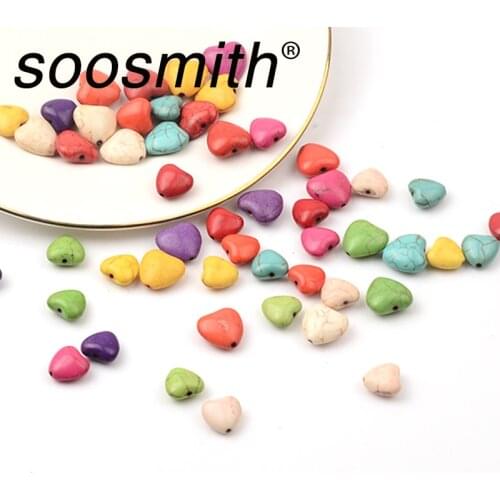 10 12mm Natural Stone Colored Heart Natural Turquoises Beads Loose Spacer Beads For Jewelry Making DIY Necklace bracelet