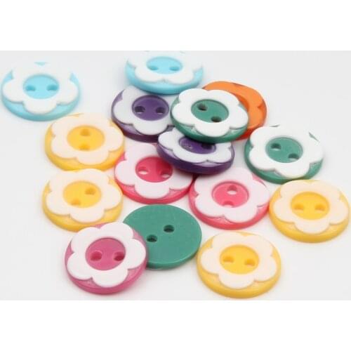 100pcs 13mm Mixed Flower Resin Button For Sewing Clothes Knitting Needles Crafts Scrapbooking DIY Fabric Needlework Buttons