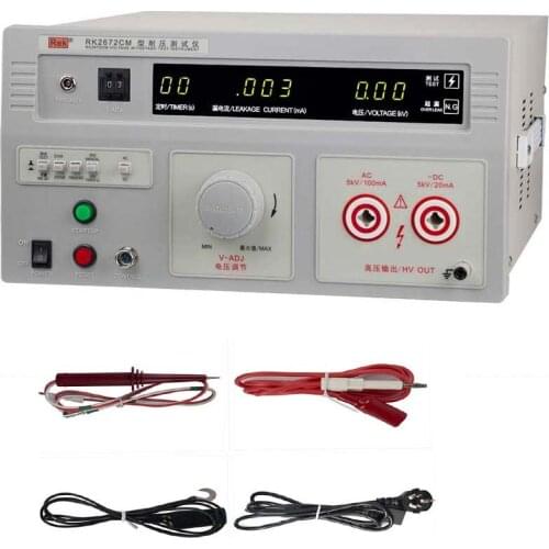 110V RK2672CM 5KV(AC/DC) 500VA Withstand Hi-Pot Tester Withstand Voltage Tester Meter Leakage Current Tester Tool with Alarm