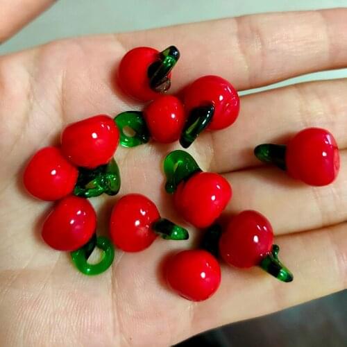 15PCS Vegetable and Fruit Pendant DIY Glass Lampwork Murano Red Apple Earrings Necklace Bracelet Accessories Christmas Eve Gift