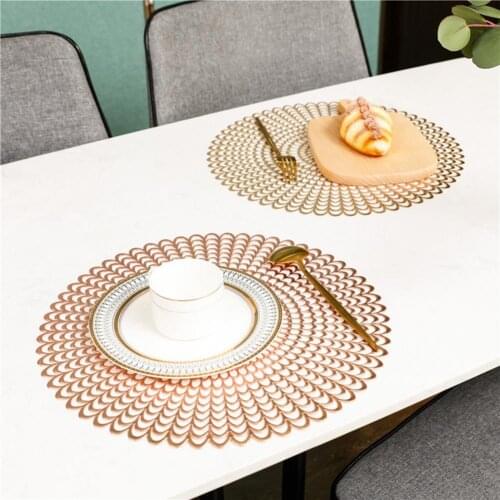 3 Styles Fashion Table Hollow Out Placemats Heat Insulation Round Table Mats Stain Resistant for Kitchen Dining Decoration