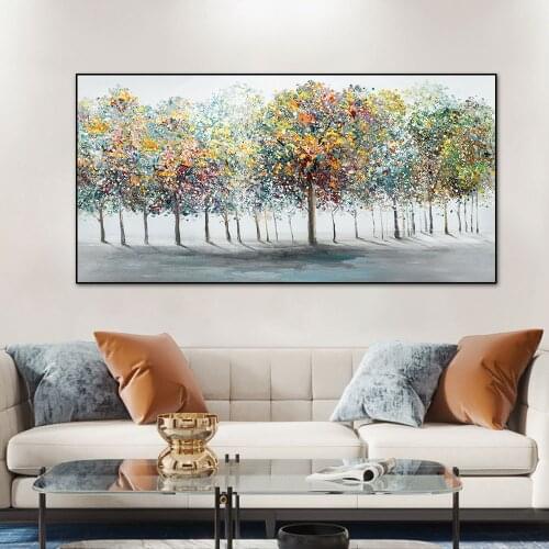 Abstract Colorful Trees Painting Printed On Canvas Wall Art Picture Nordic Plant Poster And Prints For Living Room Cuadros Decor