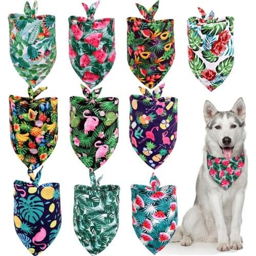 40 PCS Spring Summer Dog Bandana Fruit Tropical Style Polyester Cat Scarf Puppy Triangle Bibs Pets Accessories Wholesale XB