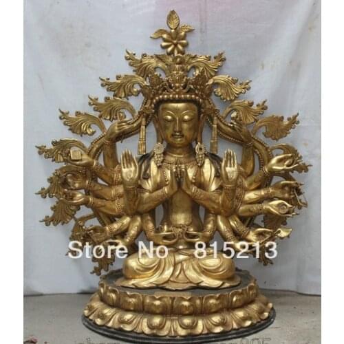 Bi00480 34" Tibet Tibetan Buddhism Bronze Gilt 18 Hands Maha Cundi Mother Buddha Statue