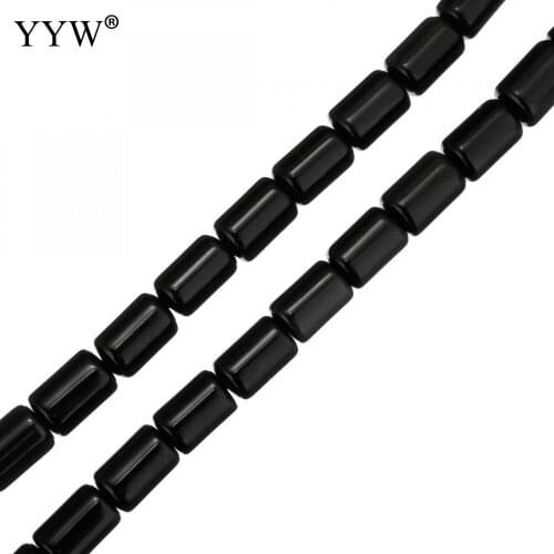 Natural Black Obsidian Beads Column Cylinder Black Beads 12x8x8mm 15 Inch Wholesale Handmade Jewelry Making DIY Accessories