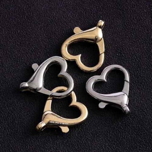 10pcs/lot Alloy Heart Shape Lobster Clasp Key Chain Split Hooks For DIY Jewelry Making Necklace Bracelet Connector Accessory