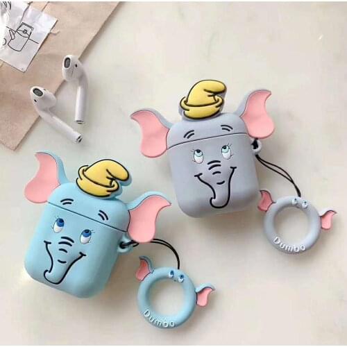 For airpods1 2 case silicone cartoon elephant cover for apple airpods case cute 3d earphone case for christmas earpods
