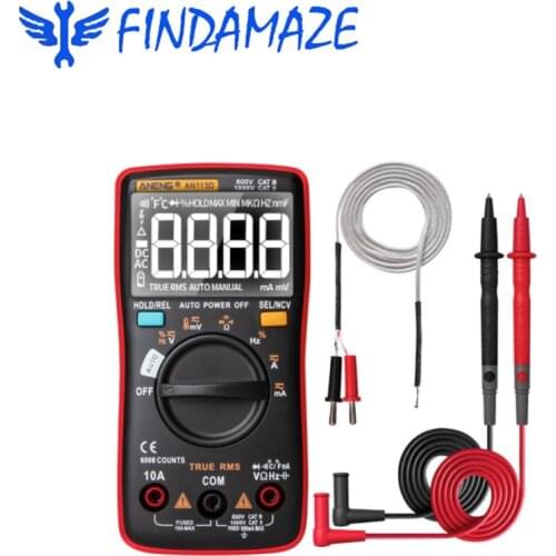 FINDAMAZE AN113D Intelligent Auto Measure Digital Multimeter 6000 Counts Resistance Diode Continuity Tester