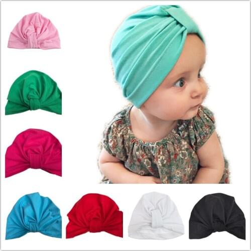 Bnaturalwell Baby Turban Hat with bow Toddler Hat Pink Newborn Beanie stylish Topknot beanie Photo Props Baby shower gift H033D