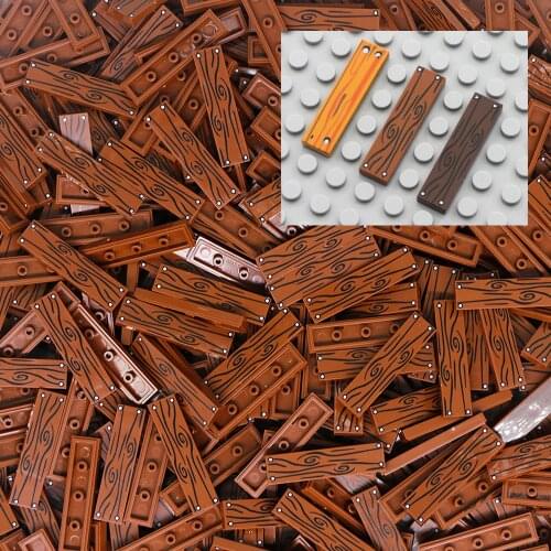 City MOC Brick Wood Grain Building Blocks Printed Tile 1x4 Pattern Floor Wall Friends Accessories Parts Compatible Toys Children