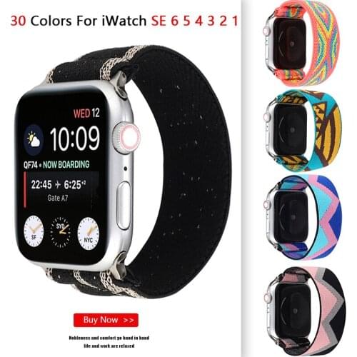 Elastic Fabric Bracelet for Apple watch band SE 6 5 4 40mm 44mm Belt strap for iwatch series bands 6 5 3 2 38mm 42mm watchband