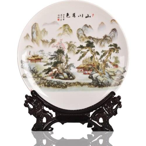 Jingdezhen porcelain household ceramic decorative plates rivers and moutains modern fashions and handicraft furnishings