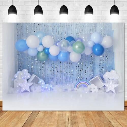Birthday Photography Backdrop Newborns Baby Children Blue Interiors 1st Cake Smash Photo Booth Background Studio Photocalls 4872