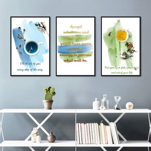 Pictures For Dining Hall Kitchen Home Decor Abstract Watercolor Tea Cup Art Canvas Painting Prints Kitchenware Wall Art Posters