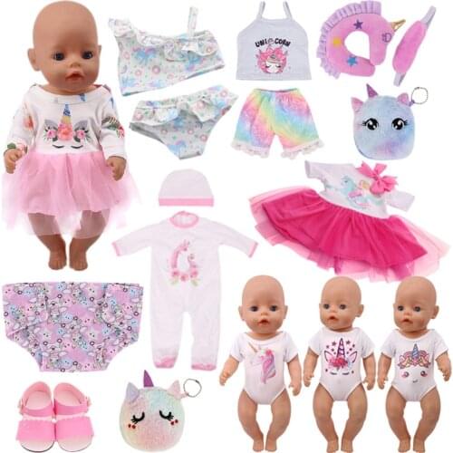 Doll Baby Clothes For New Baby Born Little Pony Unicorn Clothes Dresses Pajama For 18 Inch&43 Cm Accessories For Girls Toy Gift