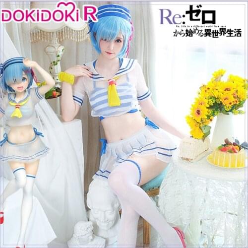 DokiDoki-R Anime Re Life in a different world from zero Cosplay Rem Swimsuit Marine Ver Costume Women Re Zero Cosplay Rem