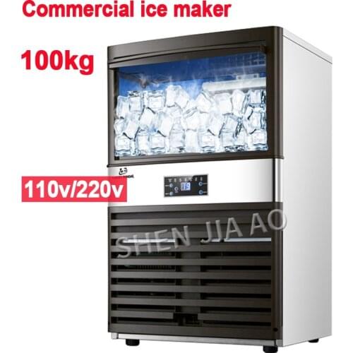 110V/220V Ice Maker Commercial milk-tea shop/small bar/cafe fully automatic large ice cube machine 100kg/24H ice making machine
