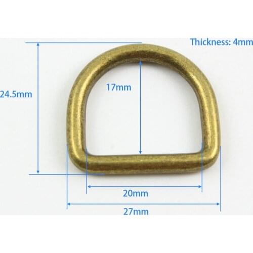30 Pieces 20mm Antique Brass Color Welded Metal D Ring For Purse Bag Handbag