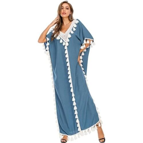 Muslim Moroccan Kaftan Abaya Dress Women Short Sleeve Ramadan Islamic Clohing Loose Robe Jilbab Maxi Party Vestido Caftan Abayas