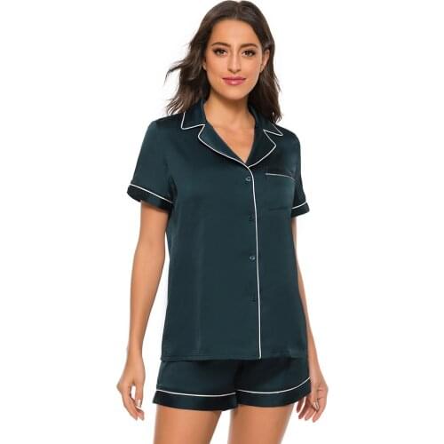 Womens Silk Satin Pajamas Pyjamas Set Sleepwear Pijama Couple Pajamas Suit Female Sleep Two Piece Set Men Loungewear Plus Size