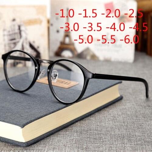 Men Women Cool Glasses Plastic Frame Eyeglasses Optical Round Myopia Diopter Glasses -1.0 -1.5 -2.0 -2.5 -3.0 -3.5 -4.0 -6.0