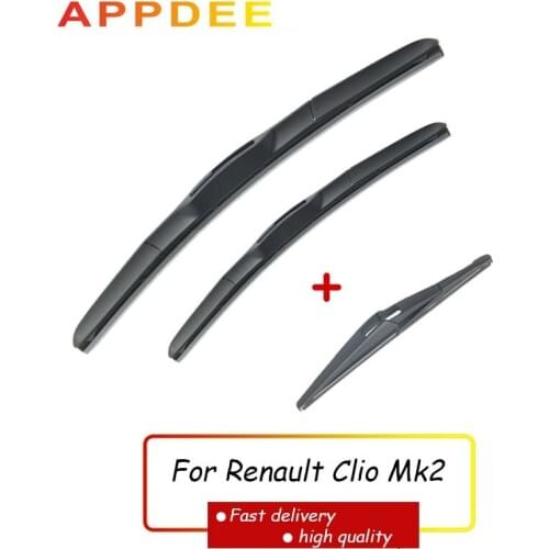 APPDEE Wiper Front + Rear Wiper Blades Set Kit For Renault Clio Mk2 1998-2005 Windshield Windscreen Rear Window 21"21"12"