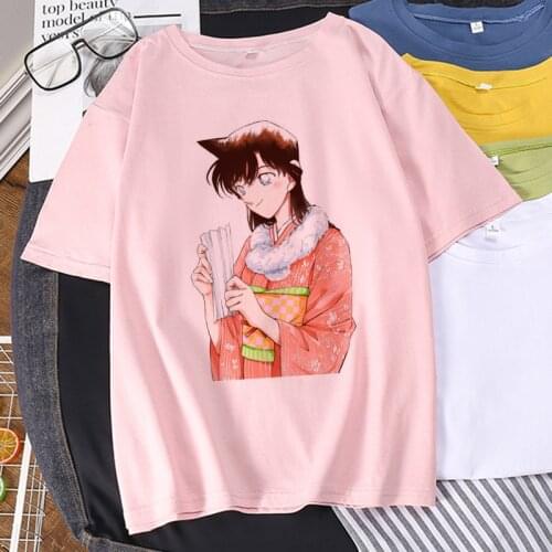 Detective Conan Japanese New Fun Tees Casual Large Size Cartoon Loose Female Punk Harajuku Cute 2021 Fashion Vintage Ins T-shirt