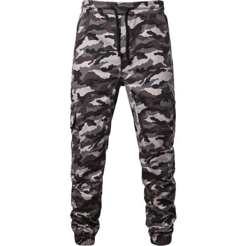 Wholesale 2019 spring autumn elastic waist Mens sports hiking cargo camping pants gym leisure camouflage junkle trousers men