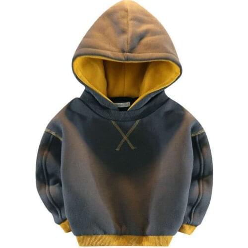 Autumn winter thickening and velvet Kids Hoodie Boys Sweatshirt Girls Fleece Children Toddlers Hooded Thick Warm Pullover 1-7y