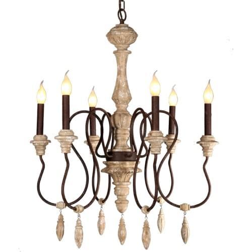 Rustic iron chandelier 6 candle lights classic american chandelier beautiful hanging lights in shopping mall stair dining room