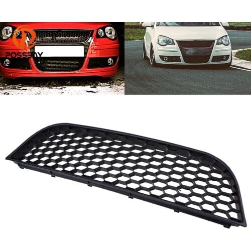 POSSBAY Black ABS Front Center Lower Grille For VW Polo MK4 9N3 2005-2009 Facelift Car-styling Exterior Grill Vent Decor