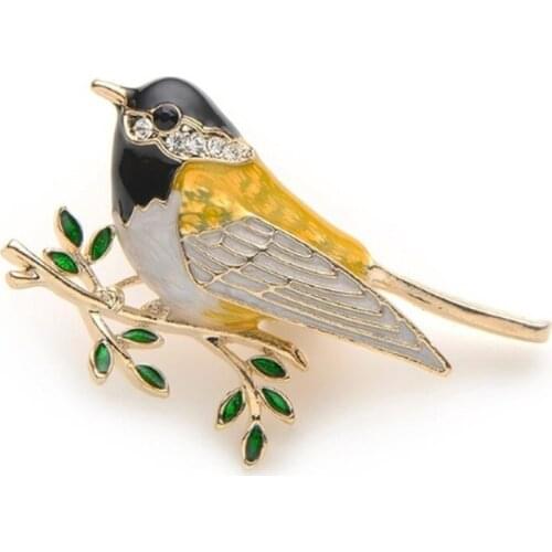 Casual Rhinestone Enamel Sparrow Brooch Men and Women Suit Dress Banquet Brooch Charm Jewelry