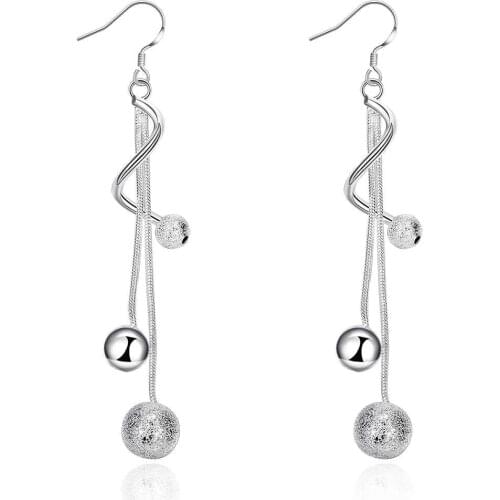 Simple Fashion Style Silver plated Twisted Beads Earrings Jewellery mens 2014,Wholesale&hot sell, SMTE276