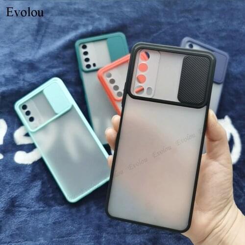 For Huawei P Smart 2021 Slide Camera Lens Protection Case Shockproof translucent Back Cover For Huawei Y7A Cases Capa