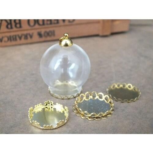 30x20mm Clear round glass globe pendant gold planted Different shapes base necklace glass globe Mini glass bottle pendant