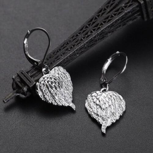 Romantic Heart Drop Earrings Charm Angel Wings Unusual S925 Jewelry For Women Wedding Engagement Fashion Couple New Year Gift