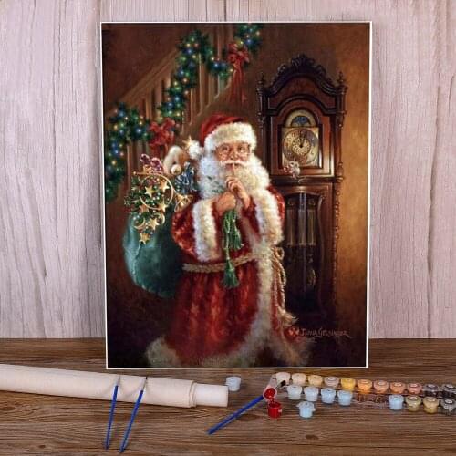 Christmas Santa Claus Painting By Numbers Set Oil Paints 40*50 Canvas Pictures Home Decor Crafts For Adults Handicraft