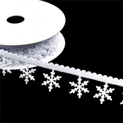 Cristmas Ornament 5M Christmas Decor White Snowflake Ribbon Navidad Natal New Year 2022 Xmas Gifts Christmas Tree Decorations