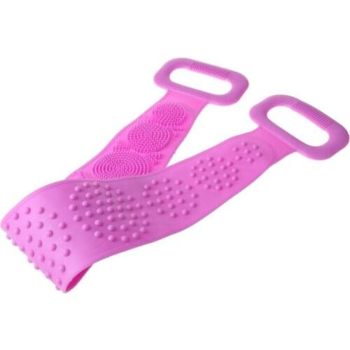 62/72cm Unisex Silicone Back Scrubber Towel Bath Body Skin Brush Belt Double Sided Exfoliating Massage Shower Cleaning