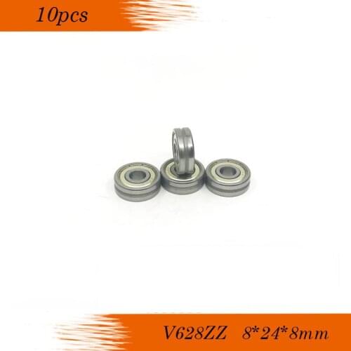 V628ZZ Outer ring V grooved straightener guide wheel bearings 8x24x8mm pulley bearings V groove width 1.5 mm