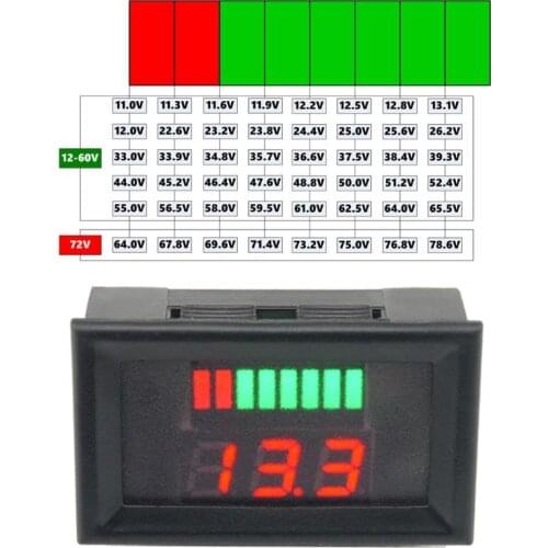 Voltmeter 12-60V ACID Red Lead Battery Capacity Battery Voltmeter Indicator Charge Level Lead-acid LED Tester Plastic Voltage