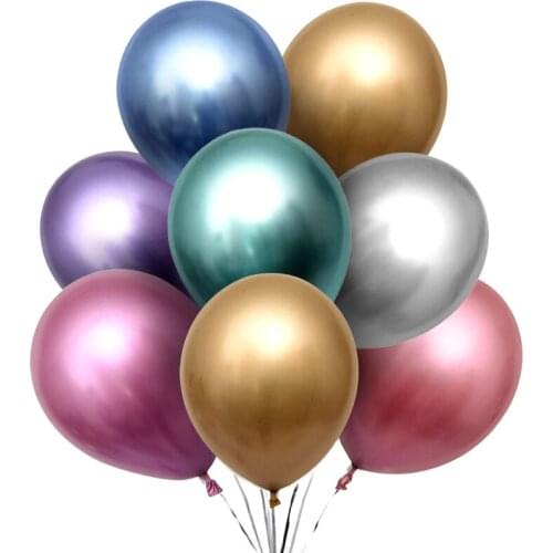 10/20/30Pcs 12 Inch New Chrome Metal Latex Balloon Metal Ball Inflatable Helium Balloon Birthday Party Decoration Balloon
