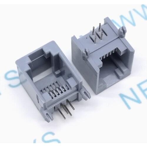 10Pcs/Lot Rj11 Socket Rj12 Telephone Socket 4Pin Crystal Female 5521-6P4C Socket