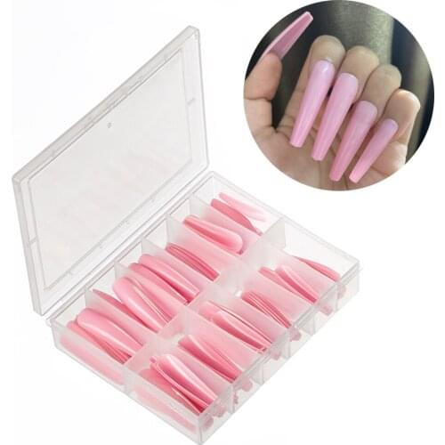 120pcs Super Long Fake Nails Art Nail Tips Press on False with Designs Detachable Long Coffin False Nails Gift Manicure Tool