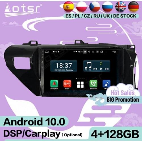 128G Carplay Screen Multimedia Stereo Android 10 Player For Toyota Hilux 2016 2017 2018 GPS Navi Audio Radio Receiver Head Unit