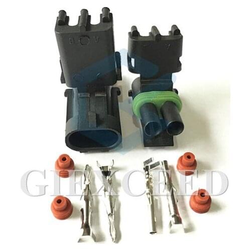 2 Sets 2 Pin 12015792 12010973 Female Male Auto Injector Socket Waterproof Automobile Connector