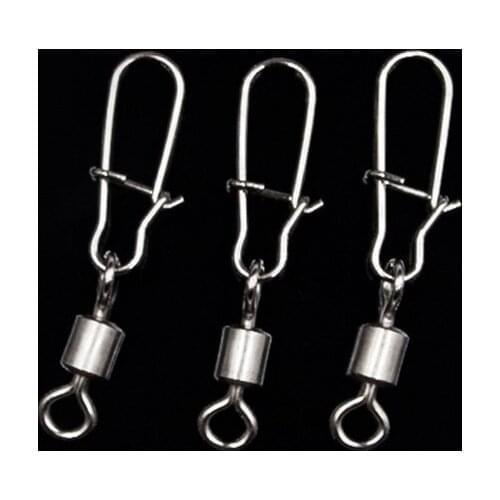 20PCS 4# 6# 8#10# Stainless Steel Fishing Connector Pin Bearing Rolling Swivel Snap Pins Fishing Tackle Accessories