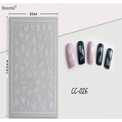 3D White Nails Art Manicure Back Glue Decal Decorations Nail Sticker For Nails Tips Beauty