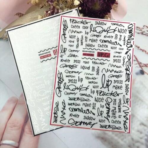 3D nail stickers abstract art English design DIY tips nail art decoration packaging self-adhesive transfer decal slider