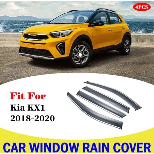 4Pcs Car Window Deflectors Wind Deflector Sun Guard Rain Vent Visor Cover Trim Car Accessories Parts For Kia KX1 2018-2020